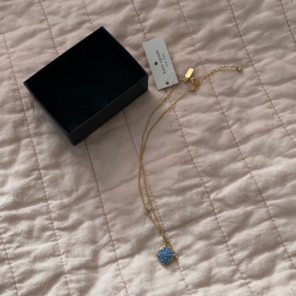 NWT and in Box Kate Spade Necklace Gold with Blue Crystals 16-18 inch ad…